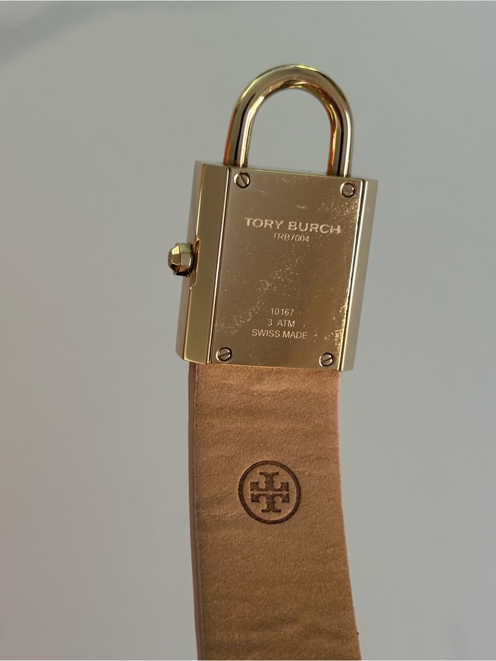 Tory Burch Gold Padlock Watch with Pink Leather Strap - Picture 6 of 9